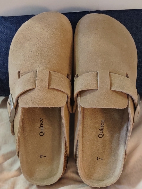 Quince Shoes - NIB Quince Water-Repellent Suede Clog Mule Pecan Tan Boho Slide Shoes Size 7